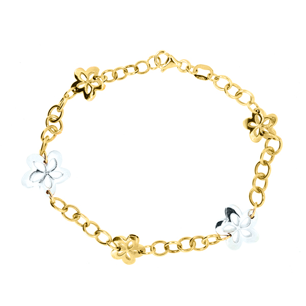 Pulsera de Oro 18K Bicolor Flores