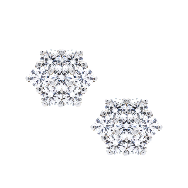 Pendientes Oro Blanco 18K con Circonitas