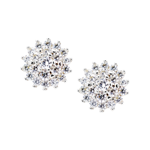 Pendientes Oro Blanco 18K con Circonitas