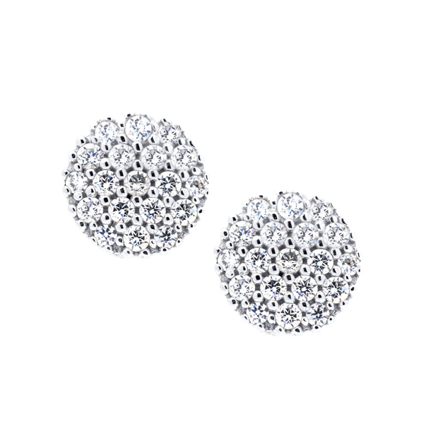 Pendientes Oro Blanco 18K con Circonitas