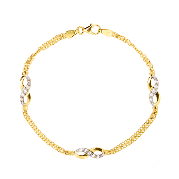Pulsera de Oro 18K Bicolor Infinito y Circonitas