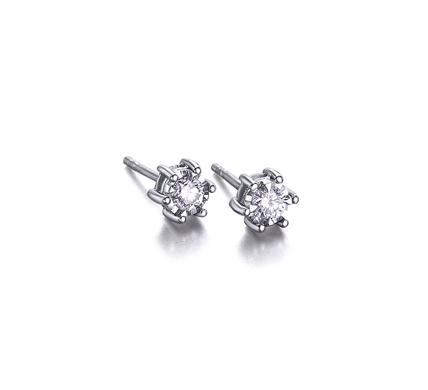 Pendientes Oro Blanco 18K con Diamantes 6 garras LeCarré