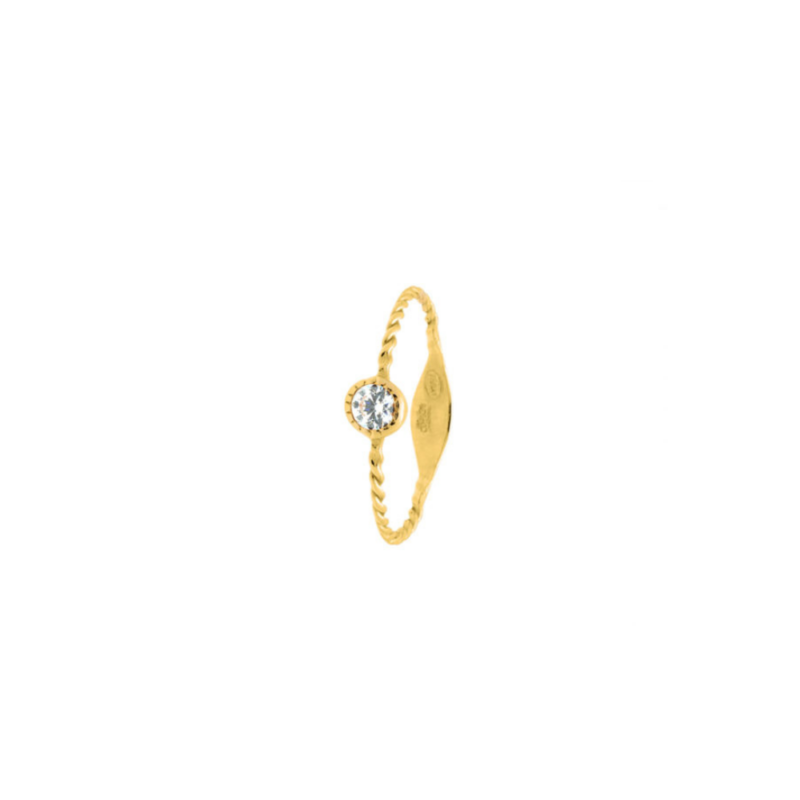 Anillo Oro 18K trenzado con circonita