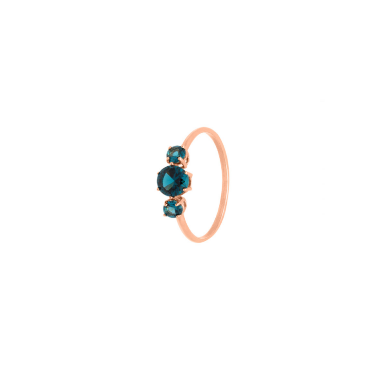 Anillo Oro Rosa 18K con Circonitas color