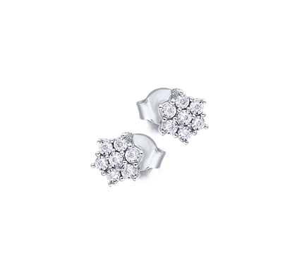Pendientes Oro Blanco 18K Roseta de Diamantes LeCarré