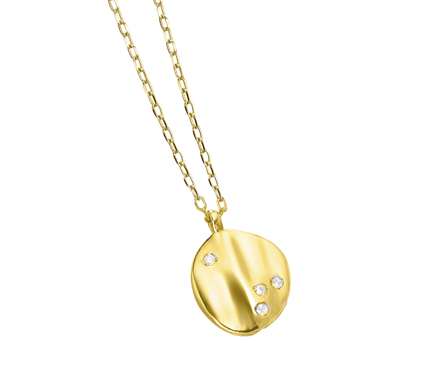 Cadena+Colgante Oro 18K Círculo Martelado con Diamantes LECARRÉ
