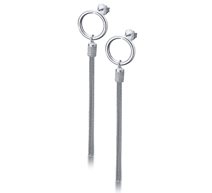 Pendientes Plata 1ª Ley Largos con Aro y Borla