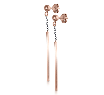 Pendientes Oro Rosa 18K y Rutenio  Barra Lecarré