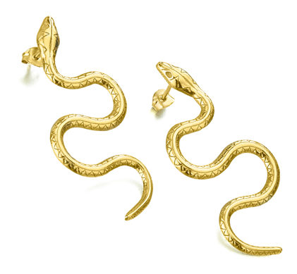 Pendientes Plata 1ª Ley Baño Oro 18k Serpiente