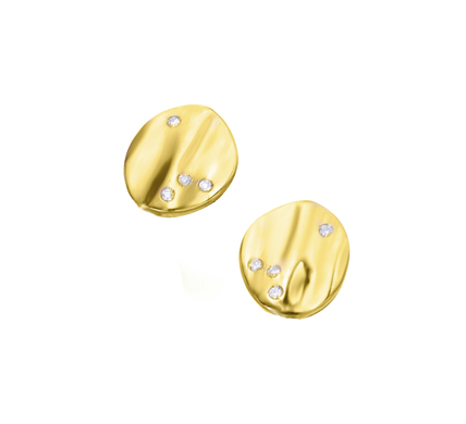 Pendiente Oro 18K Círculo Martelado con Diamantes Lecarré