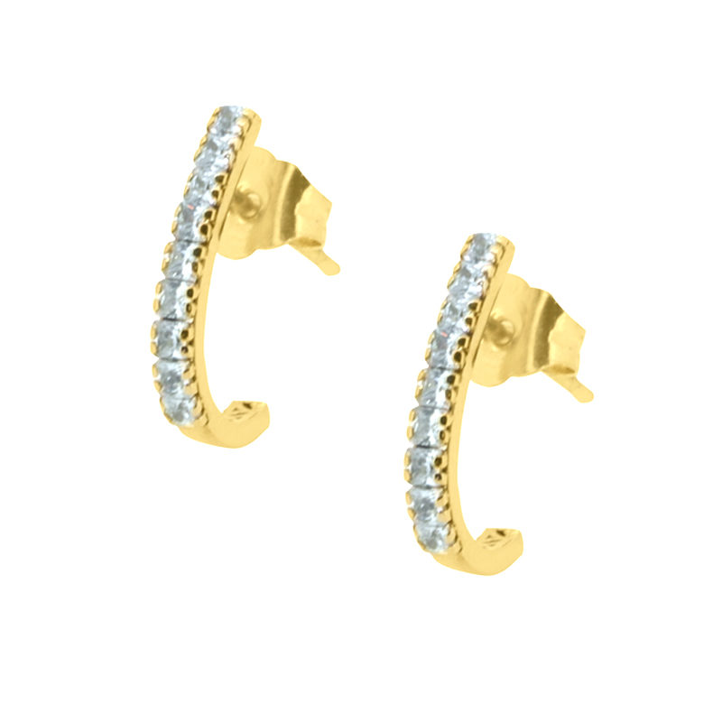 Pendientes Oro 18K Half Hoop Circonitas