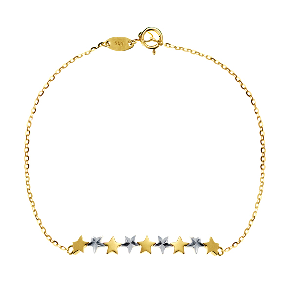 Pulsera de Oro Bicolor 18K Estrellas