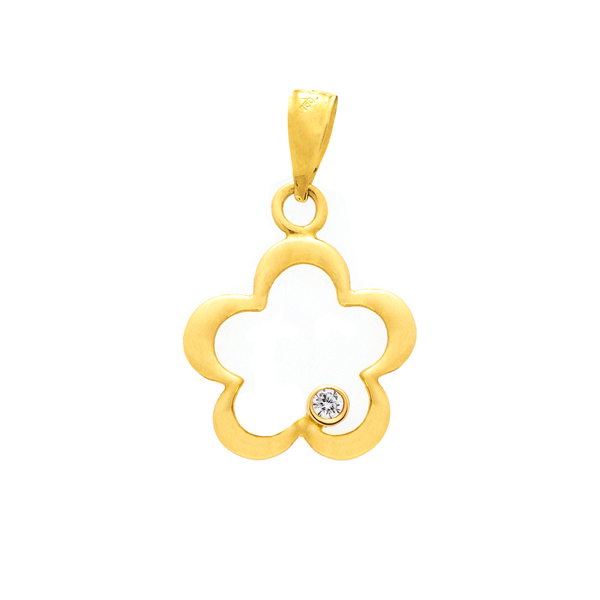 Colgante Oro 18K Flor con Circonita