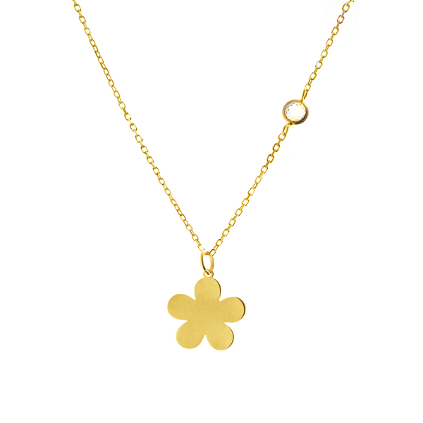 Gargantilla Oro 18K Flor y Circonita