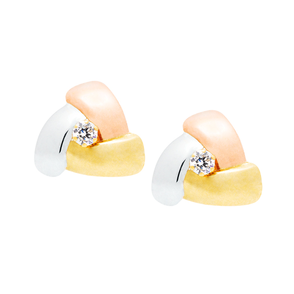 Pendientes Oro 18K Tricolor con circonita