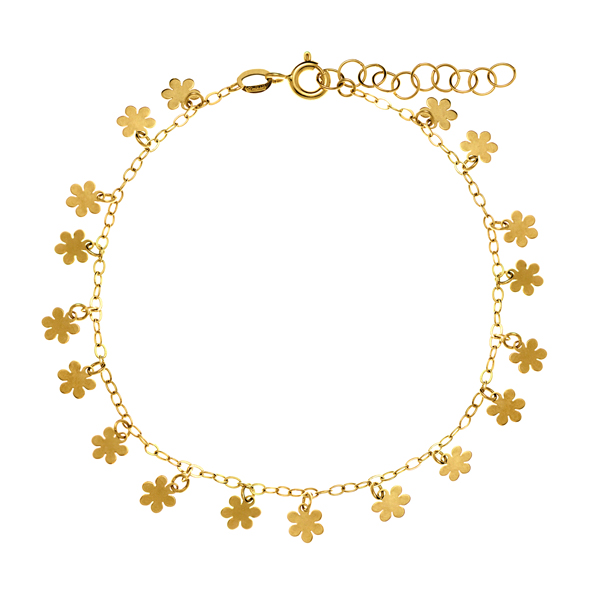 Pulsera de Oro 18K Flores