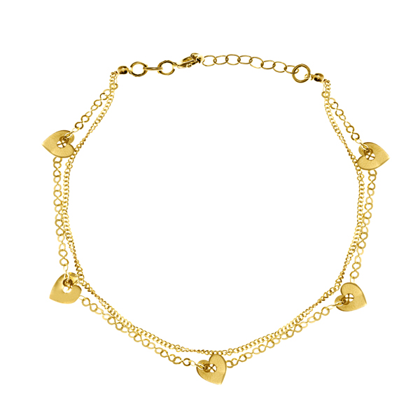 Pulsera de Oro 18K Corazones