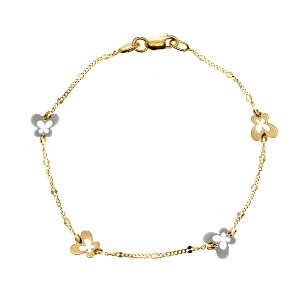 Pulsera de Oro Bicolor 18K Mariposas
