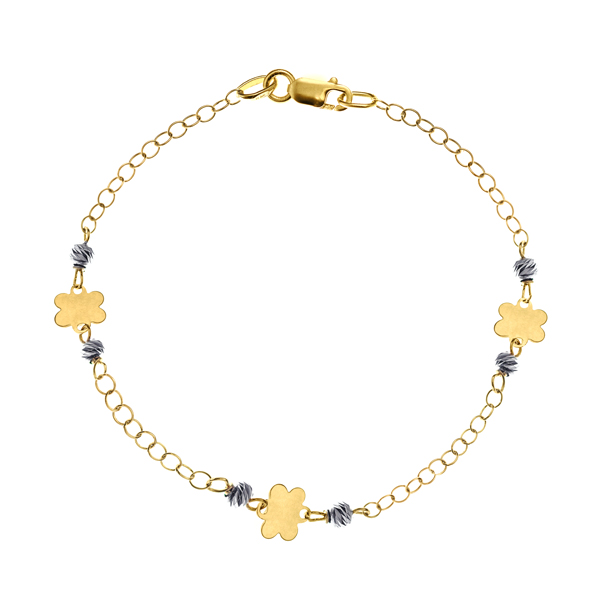 Pulsera de Oro 18K Bicolor Flores