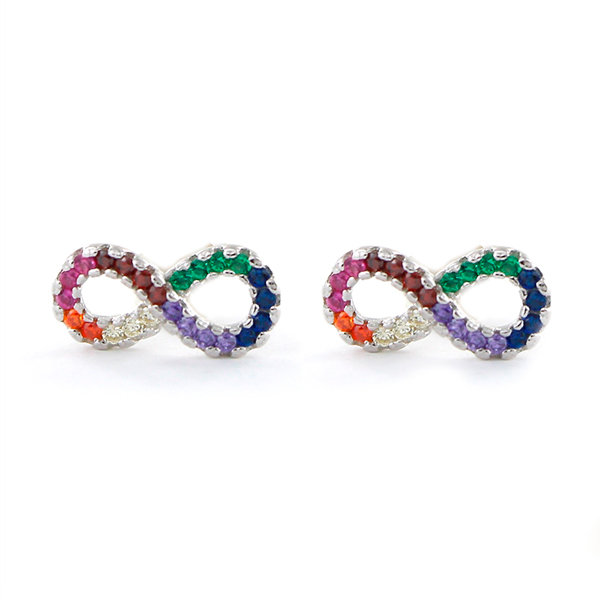 Pendientes Plata 1ª Ley Infinito Circonitas Multicolor
