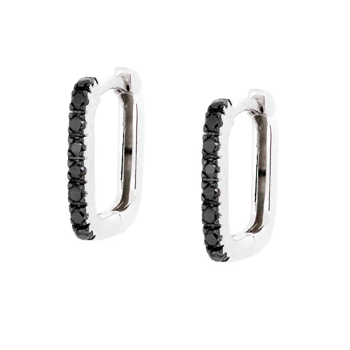 Pendientes Aro Plata 1ª Ley Rectangular con Circonitas
