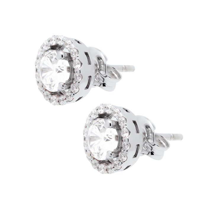 Pendientes Oro Blanco 18K Circonitas