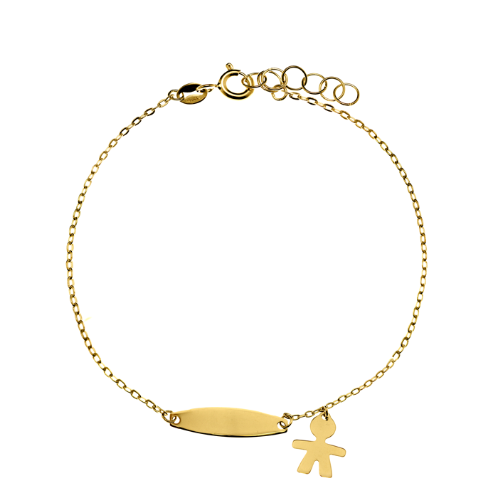 Pulsera bebé Oro 18K Placa y Niño