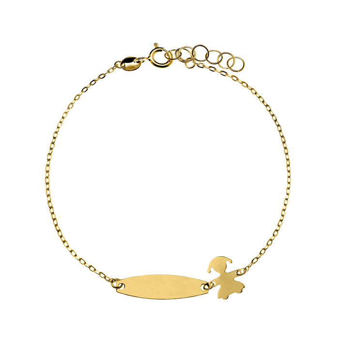 Pulsera bebé Oro 18K Placa y Niña