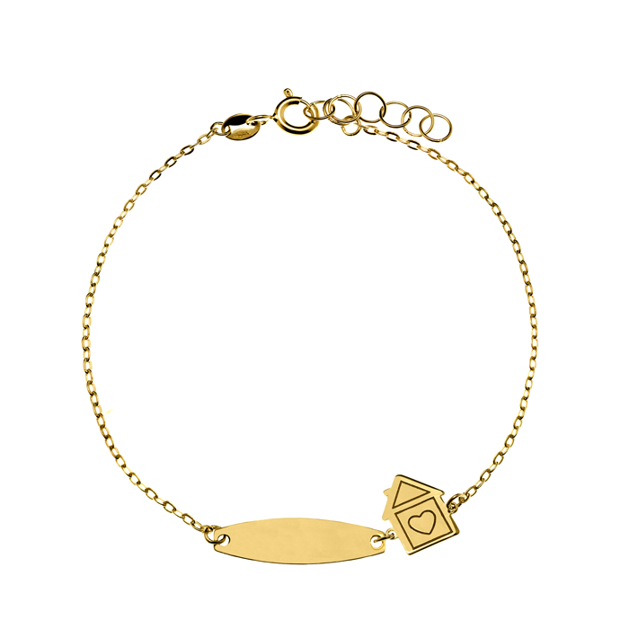 Pulsera bebé Oro 18K Placa y Casa