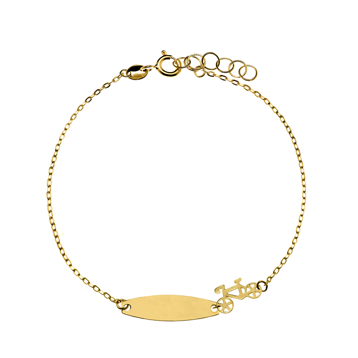 Pulsera bebé Oro 18K Placa y Bicicleta