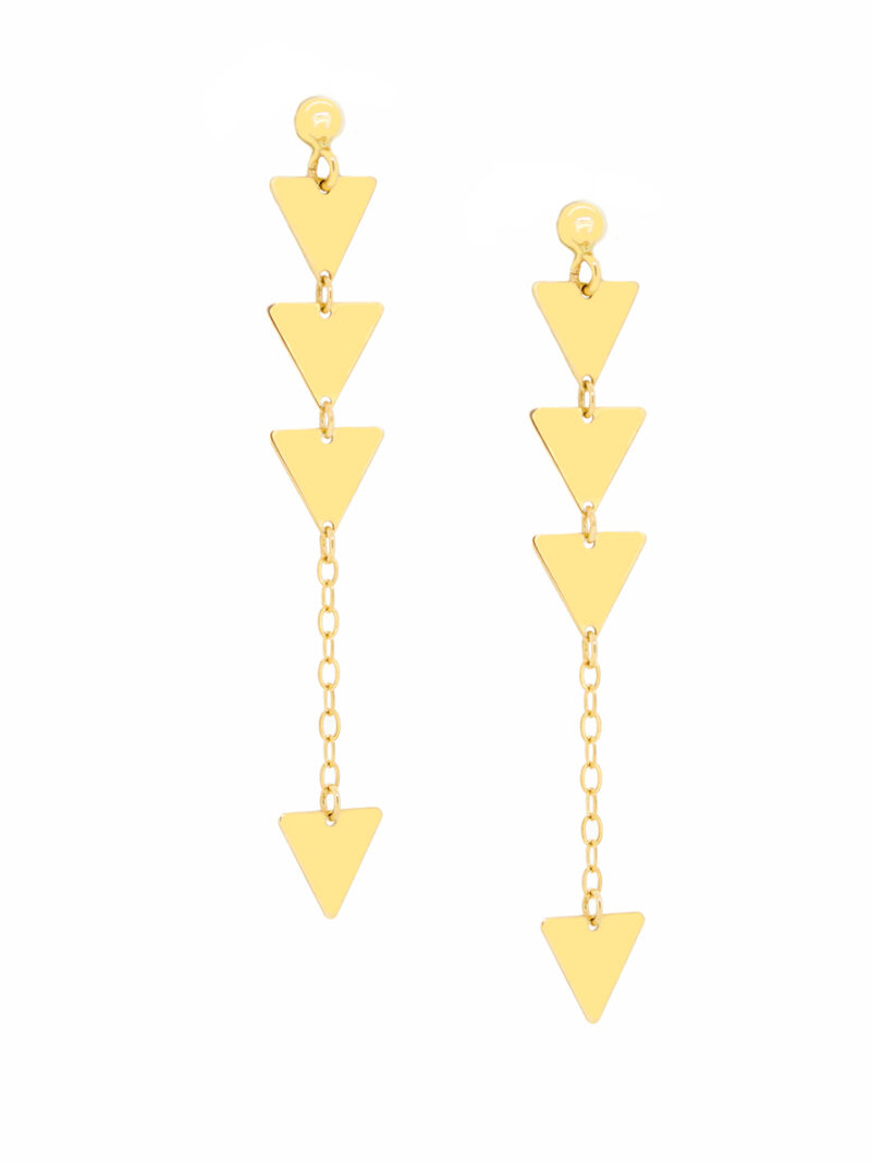 Pendientes Oro 18K Triángulos con Cadena