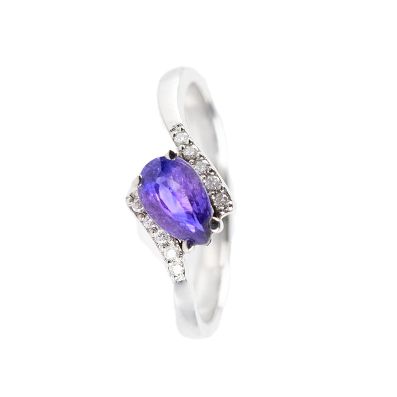 Anillo Oro Blanco 18K y Diamantes mod. Tahiti