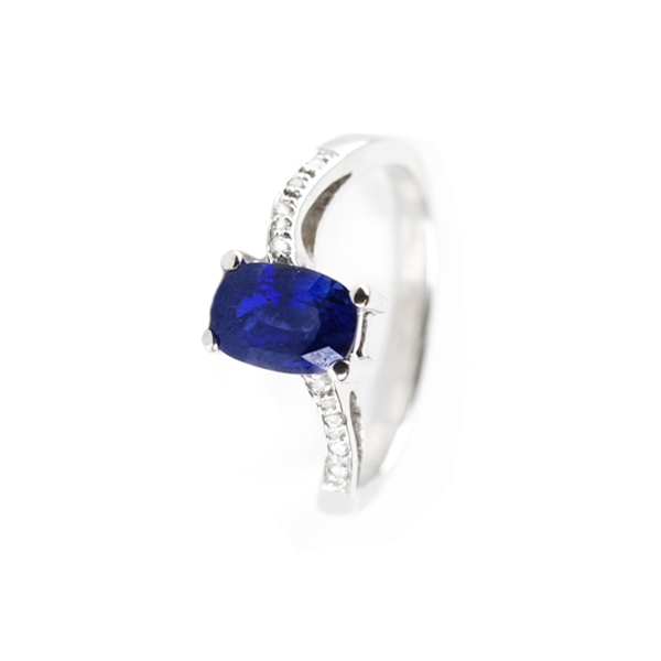 Anillo Oro Blanco 18K y Diamantes mod. France