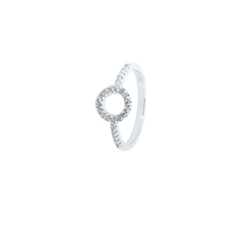 Anillo Plata 1ª Ley Círculo con Circonitas