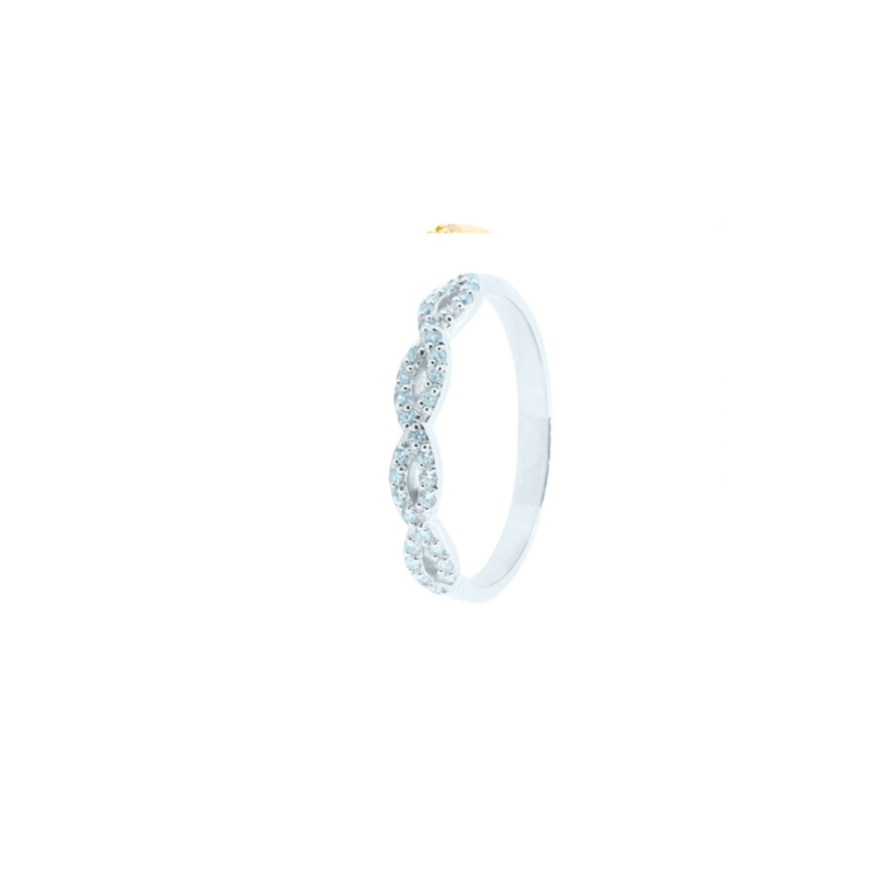 Anillo Oro/B 18K Trenzado con Circonitas