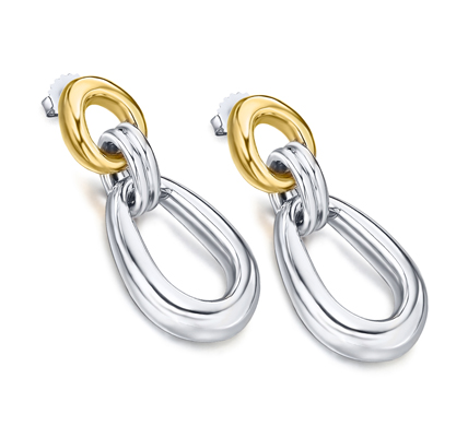 Pendientes Plata 1ª ley Maxi Links Alargados