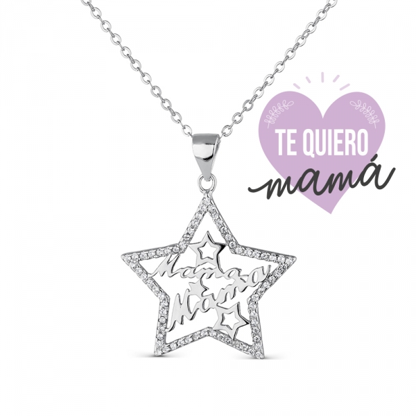 Colgante con Cadena Plata 1ª Ley Estrella Calada Mamá