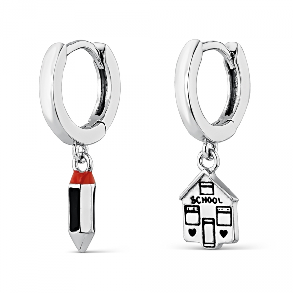 Pendientes Aro Plata 1ª ley con Colgantes Profe