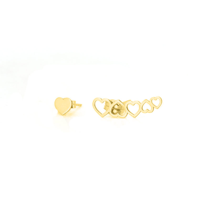 Pendientes Oro 18K Corazones Trepador