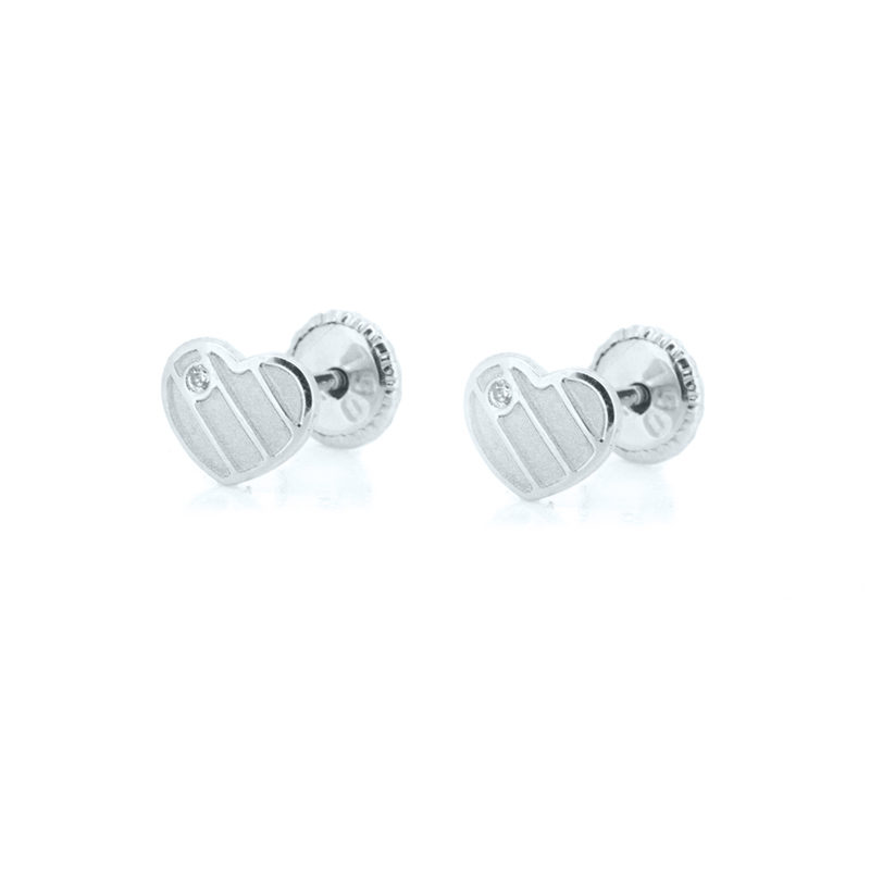 Pendientes Oro Blanco 18K Corazones