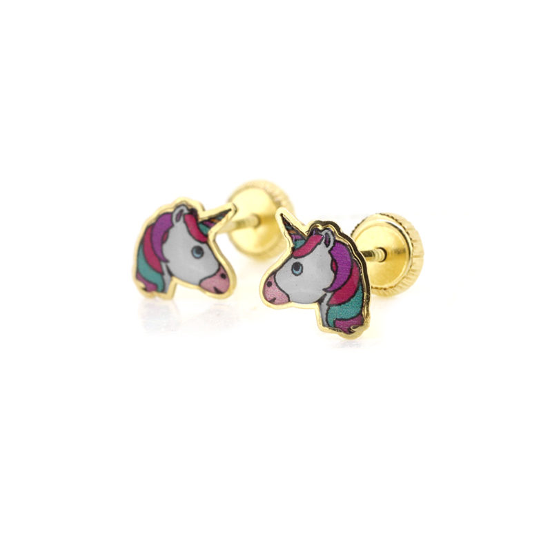 Pendientes Oro 18K Unicornio