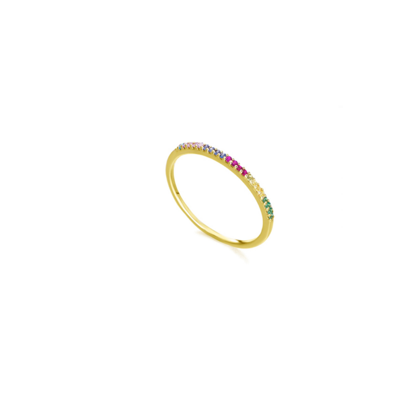 Anillo Oro 18K con Topacios de Colores
