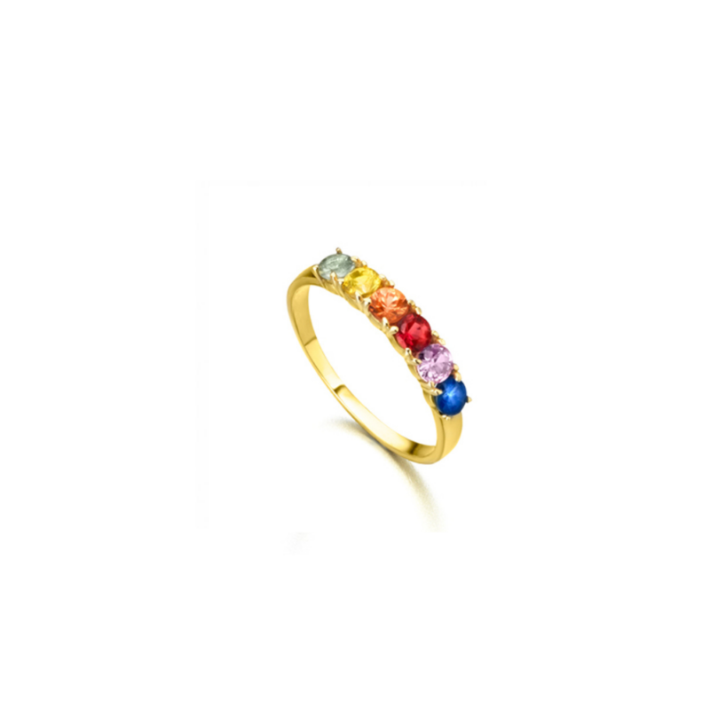 Anillo Oro 18K con Zafiros de Colores