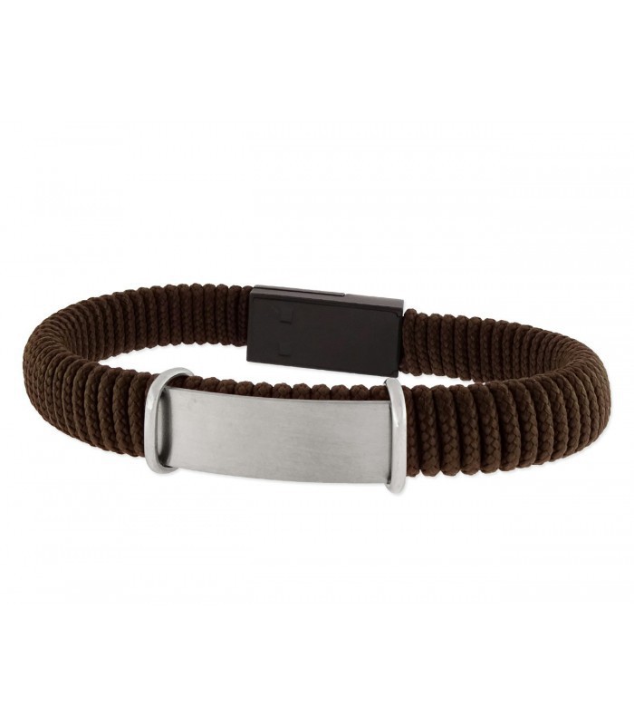 Pulsera USB Placa Acero IOS Marrón