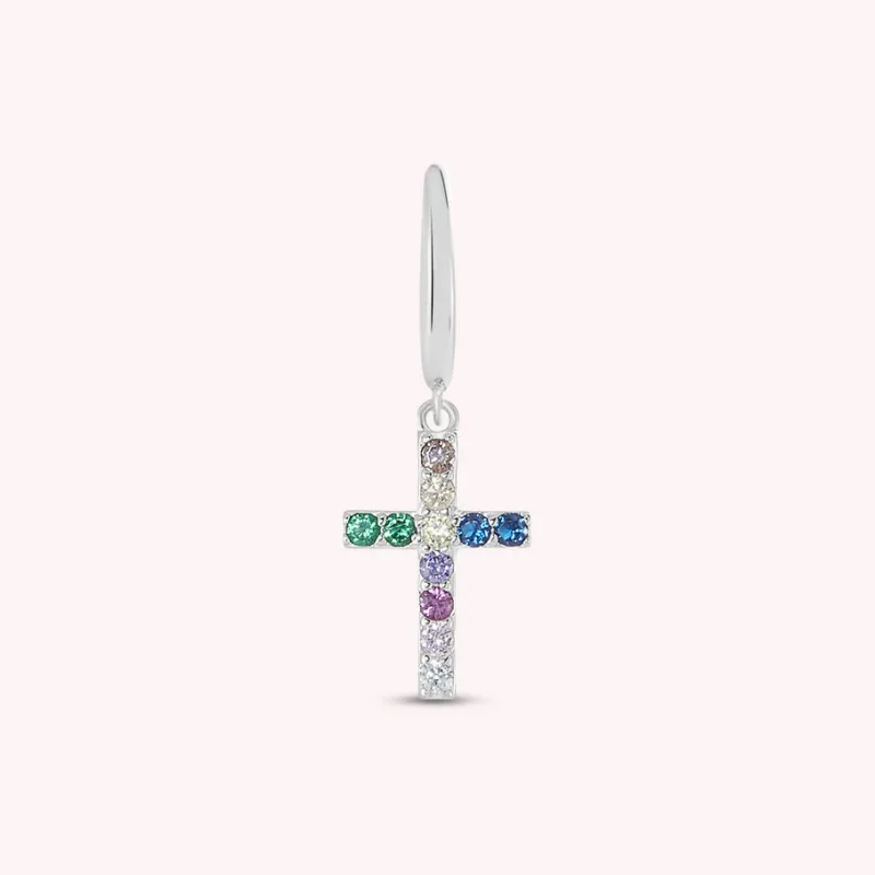 Piercing mini CROSS - Multicolor / Plata AGATHA