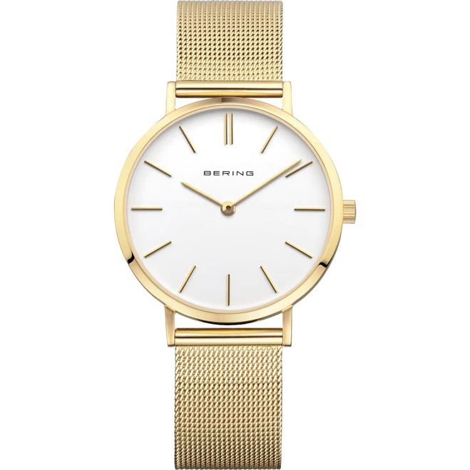 Reloj mujer minimalista malla dorado BERING