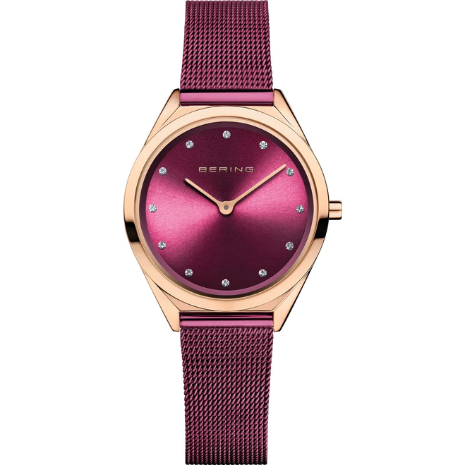 Reloj de mujer con esfera púrpura tornasoalda y brazalete púrpura BERING