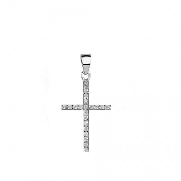 Colgante de plata y circonita micro pavé cruz latina de 20 mm PROMOJOYA