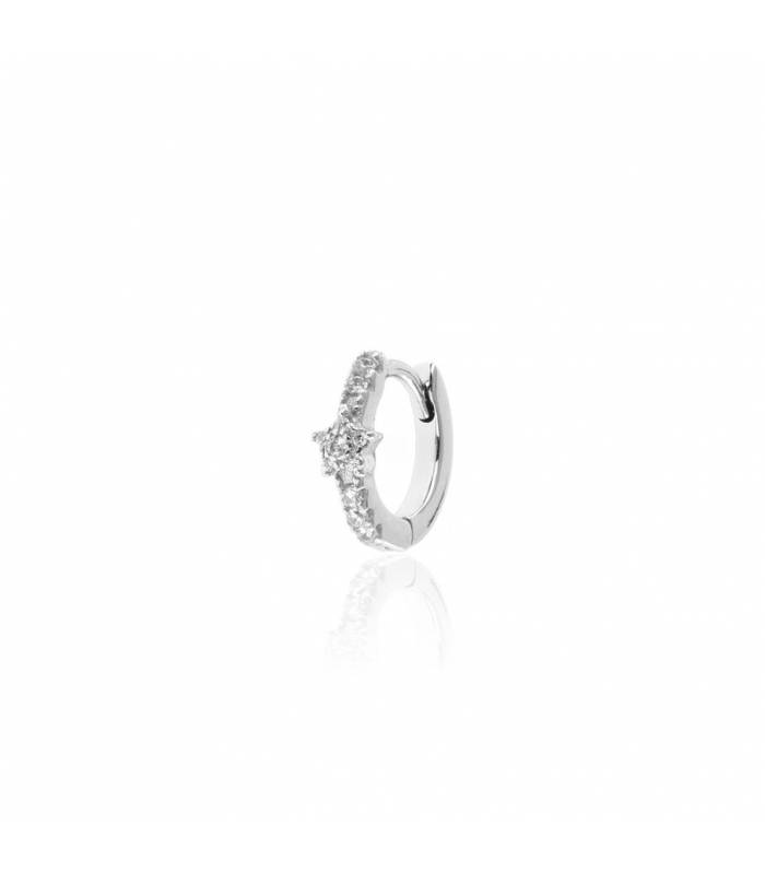 Piercing criolla zirconitas + flor plateado AGATHA