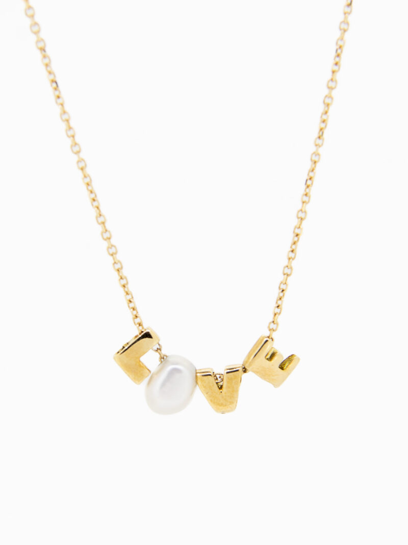 GARGANTILLA "LOVE" CON PERLA NATURAL ORO 18K